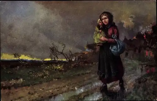 Künstler Ak Pottier, I., Episode aus dem großen Kriege, Heimatlos, Kriegsflüchtlinge