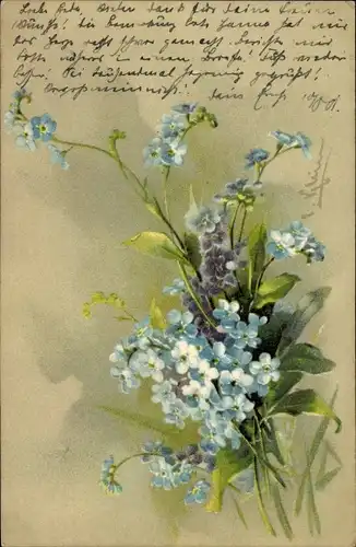 Künstler Litho Klein, C., Blumenstrauß, Vergissmeinnicht