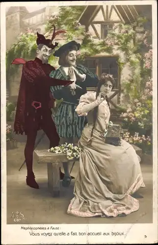 Ak Szene aus Faust, Mephisto