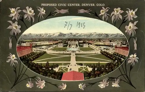 Passepartout Ak Denver Colorado USA, Vorgeschlagenes Bürgerzentrum, Park
