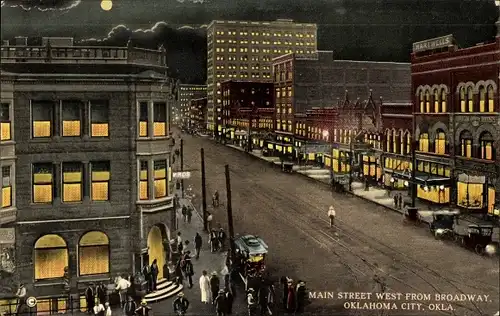 Ak Oklahoma City Oklahoma USA, Main Street westlich vom Broadway