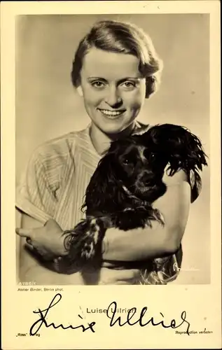 Ak Schauspielerin Luise Ullrich, Portrait, Hund, Autogramm