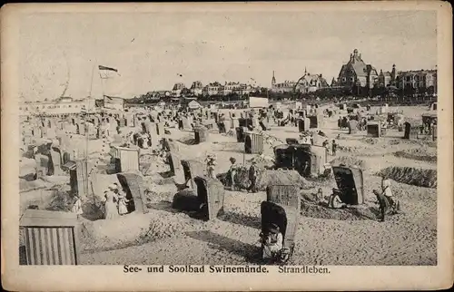 Ak Świnoujście Swinemünde Pommern, Strandleben