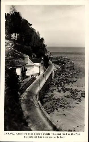 Ak Zarautz Zarauz Baskenland, Küstenstraße und Hafen