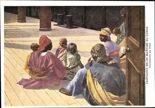 Künstler Ak DR Kongo Zaire, Compagnie Maritime Belge du Congo, Deck Passengers