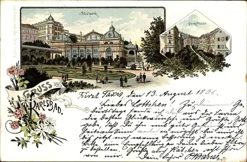 Vorläufer Litho Karlovy Vary Karlsbad Stadt, Stadtpark, Parkstraße