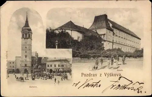 Ak Vyškov Wischau Südmähren, Rathaus, Schloss