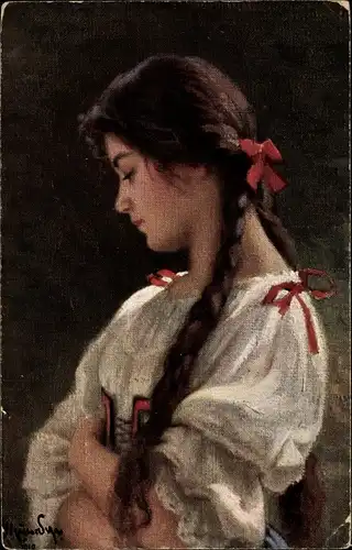 Künstler Ak Bulgarisches Mädchen in Volkstracht