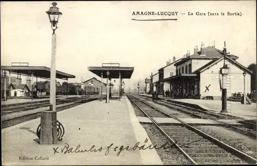 Ak Amagne Lucquy Ardennes, Bahnhof