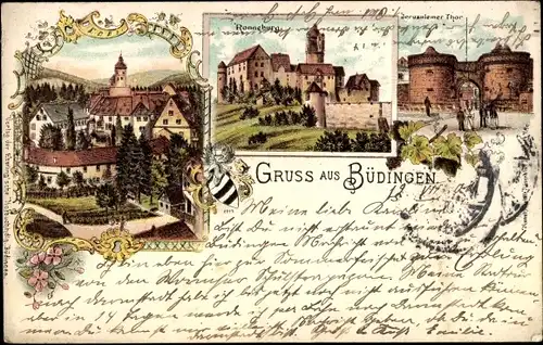 Litho Büdingen Wetteraukreis, Ronneburg, Jerusalemer Tor