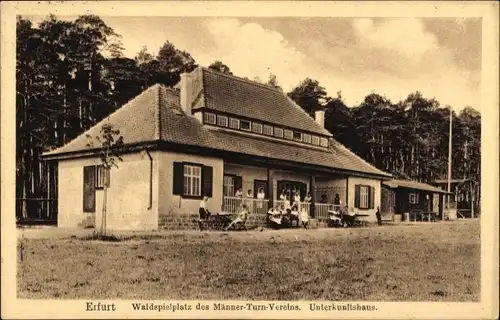 Ak Erfurt in Thüringen, Waldspielplatz des Männern Turn Vereins, Unterkunftshaus