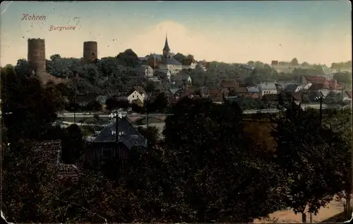 Ak Kohren Sahlis Frohburg Sachsen, Ortsansicht, Türme, Burgruine, Kirchturm