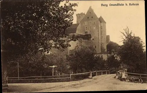 Ak Kohren Sahlis in Sachsen, Blick auf die Burg Gnandstein, Straßenpartie