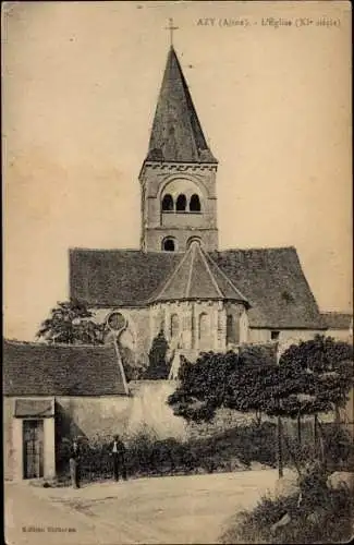 Ak Azy sur Marne Aisne, Kirche