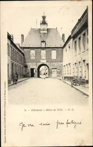 Ak Ribémont Aisne, Rathaus