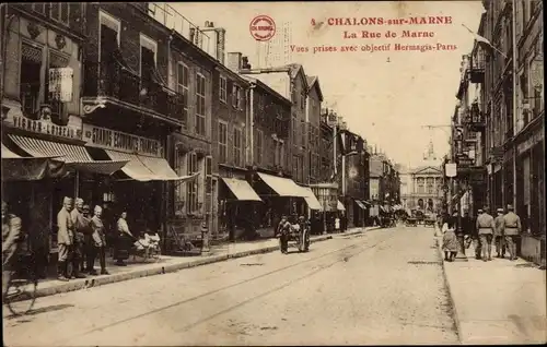 Ak Chalons sur Marne, La Rue de Marne, Vues prises objectif Hermagis-Paris