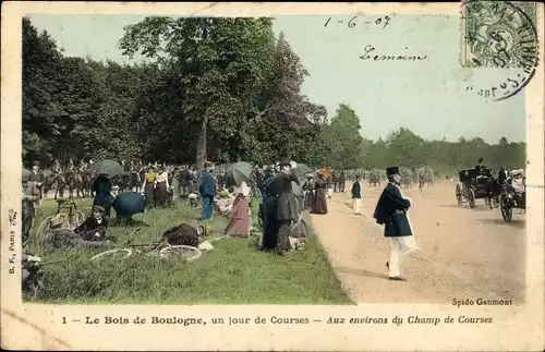 Ak Paris XVI, Bois de Boulogne, Ein Renntag