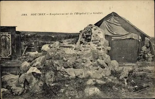 Ak Souchez Pas de Calais, Standort des Krankenhauses, die Höhle