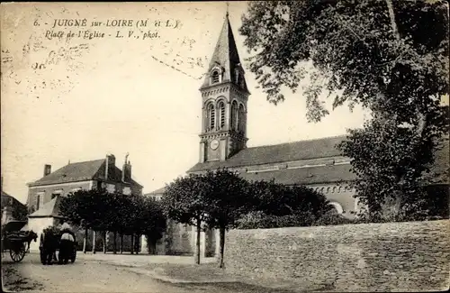 Ak Juigné sur Loire Maine et Loire, Place de l’Église