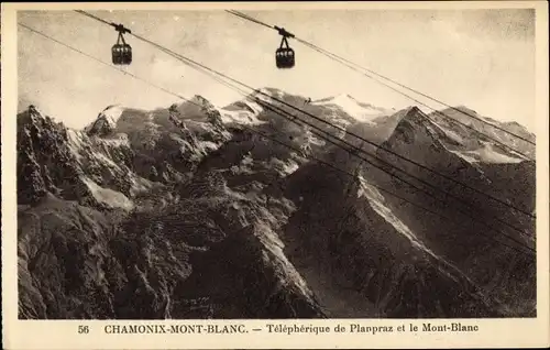 Ak Chamonix Mont Blanc Haute Savoie, Seilbahn Planpraz, Mont Blanc