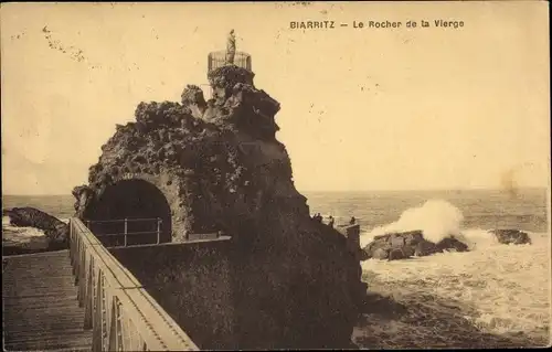 Ak Biarritz Pyrénées Atlantiques, Der Felsen der Jungfrau