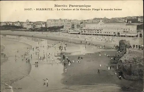 Ak Biarritz Pyrénées Atlantiques, Das Casino, Der Grande Plage