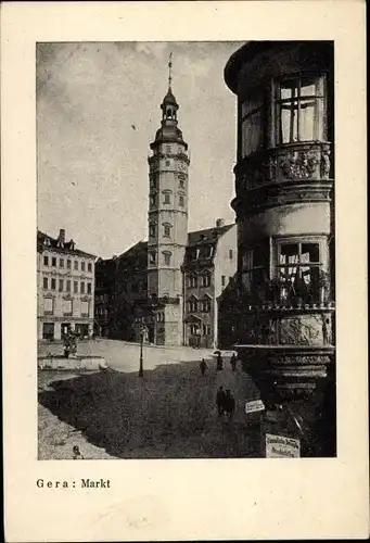 Ak Gera in Thüringen, Markt, Rathaus, Erker