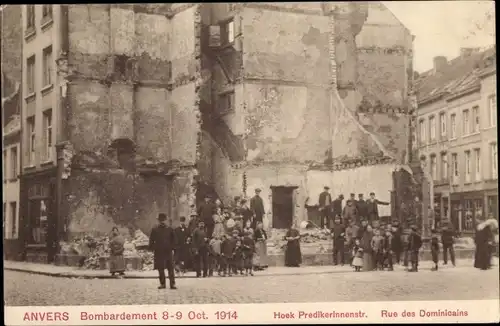 Ak Antwerpen Antwerpen Flandern, Bombenanschlag 1914, Rue des Dominicains