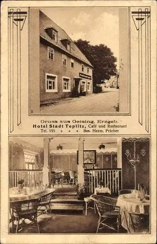 Ak Geising Altenberg im Erzgebirge, Hotel Stadt Teplitz, Innenansicht