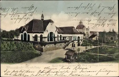 Ak Düsseldorf am Rhein, Ausstellung 1902, Haupt-Wein-Restaurant, Haupt-Industriehalle