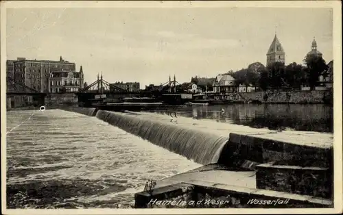 Ak Hameln an der Weser Niedersachsen, Wasserfall