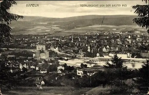 Ak Hameln an der Weser Niedersachsen, Gesamtansicht, Blick von der Bastei