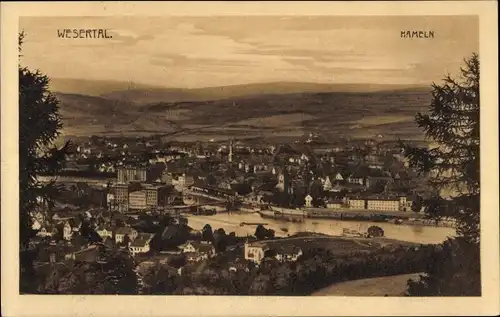 Ak Hameln an der Weser, Panorama, Wesertal