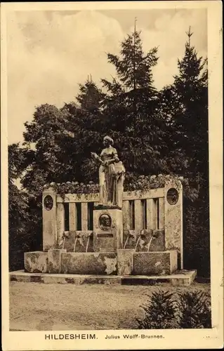 Ak Hildesheim in Niedersachsen, Julius Wolff-Brunnen