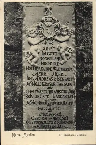 Ak Hann. Münden in Niedersachsen, Dr. Eisenbarts Denkmal