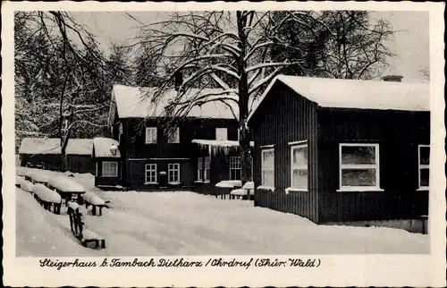 Ak Tambach Dietharz im Thüringer Wald, Steigerhaus, Winter