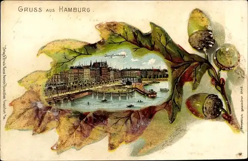 Eichenblatt Litho Hamburg Mitte Neustadt, Jungfernstieg