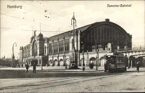 Ak Hamburg Eimsbüttel Rotherbaum, Dammtorbahnhof, Straßenbahn