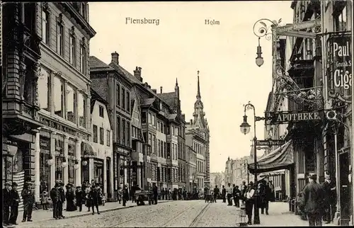 Ak Flensburg in Schleswig Holstein, Holm, Geschäfte, Apotheke