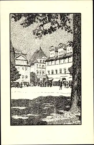 Künstler Ak Kötschau, Georg, Naumburg an der Saale, Marktplatz