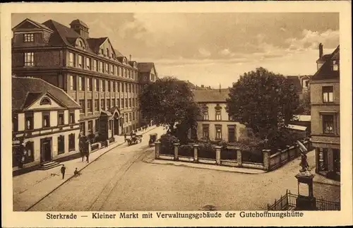 Ak Sterkrade Oberhausen im Ruhrgebiet, Kleiner Markt mit Verwaltungsgebäude der Gutehoffnungshütte