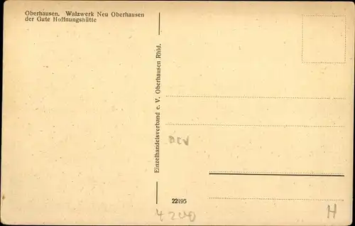 Ak Oberhausen im Ruhrgebiet, Walzwerk Neu Oberhausen, Gutehoffnungshütte