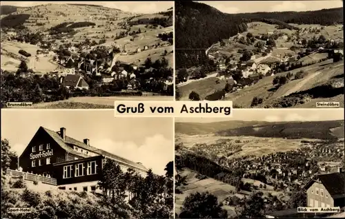 Ak Aschberg Klingenthal im Vogtland Sachsen, Brunndöbra, Steindöbra, Sport-Hotel, Luftaufnahme