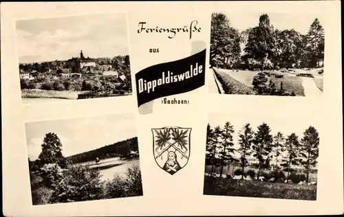 Ak Dippoldiswalde im Erzgebirge, Gesamtansicht, Teilansichten, Wappen