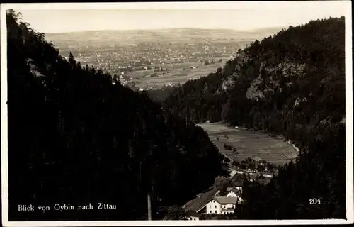 Ak Oybin in der Oberlausitz, Panoramablick nach Zittau