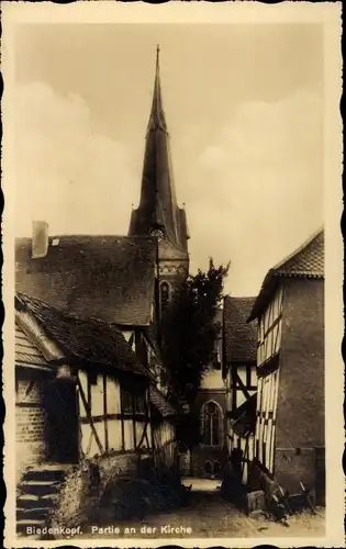 Ak Biedenkopf an der Lahn, Kirche, Fachwerkhäuser