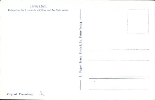 Ak Görlitz in der Lausitz, Auffahrt an der Kreuzkirche, Blick zur Landeskrone