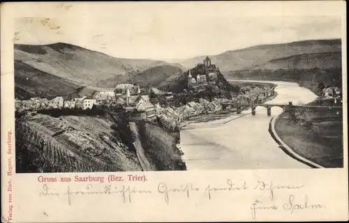 Ak Saarburg an der Saar Bezirk Trier, Gesamtansicht, Brücke