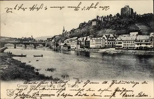 Ak Saarburg an der Saar Bezirk Trier, Panoramablick, Brücke