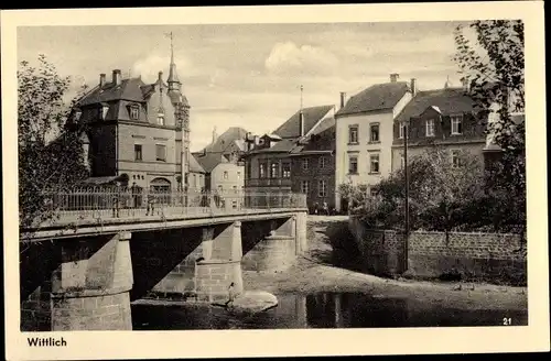 Ak Wittlich in der Eifel, Teilansicht, Brücke